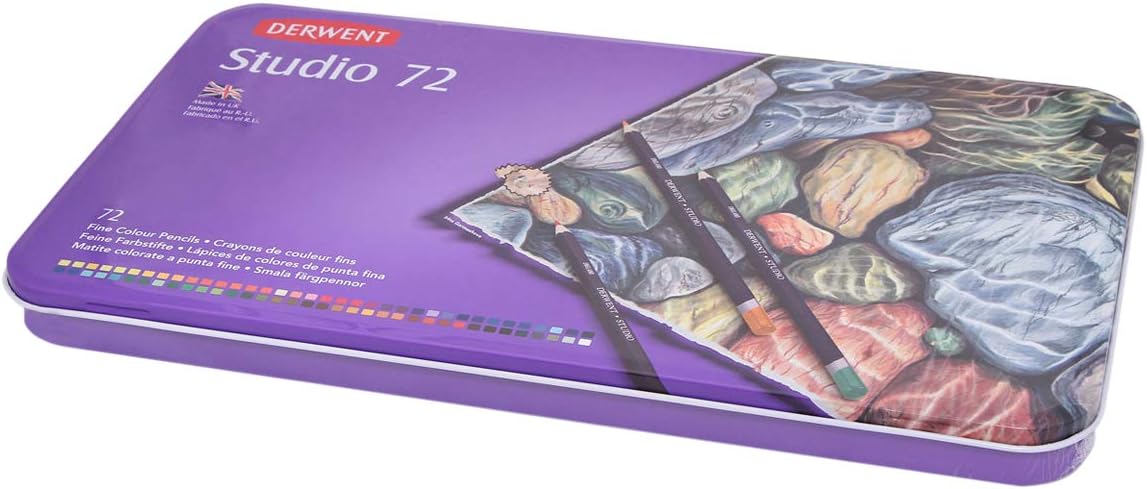 Derwent Studio Colouring Pencils Tin, Drawing & Colouring, Ideal for Illustrating & Detailing, Wax-Based, Professional Quality - 32201 (Set of 72).