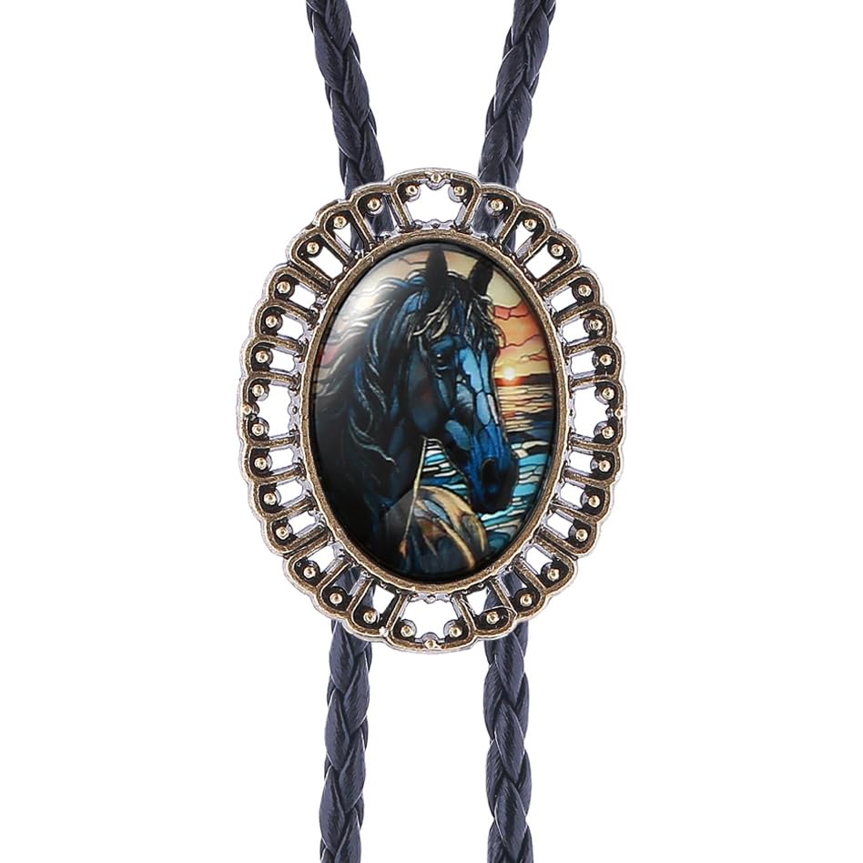 Image of Jeilwiy Bolo Tie for Men Western Cowboy Gothic Bolo Tie Necklace Halloween
