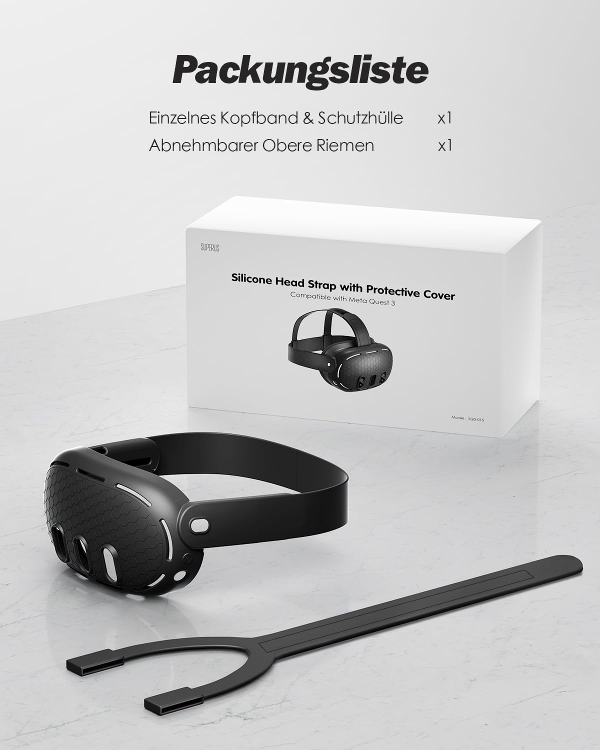 SUPERUS Head Strap & Shell Schutzhülle Kompatibel mit Meta Quest 3 Zubehör - Neuestes Alles-in-einem Silikon-Design, Verstellbarer Leichter Elite Strap Ersatz für Meta/Oculus Quest 3