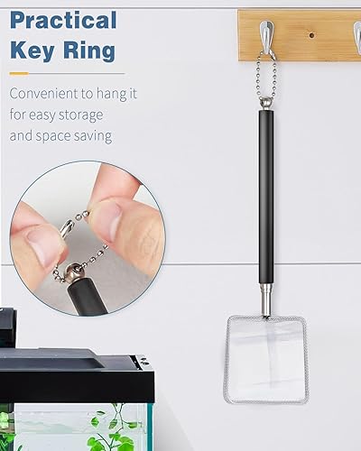 Miniatura 5 de Pawfly Red de camarones para acuario con mango extensible de acero inoxidable, malla fina para camarones, peces bebés, residuos de alimentos y