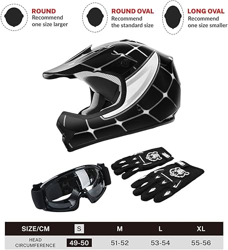 Miniatura 2 de TCT-MOTORPARTS - Casco de motocross (BMX MX), cara completa para niños y jóvenes, para moto todoterreno, de carretera, cuatrimoto (ATV), carrito de