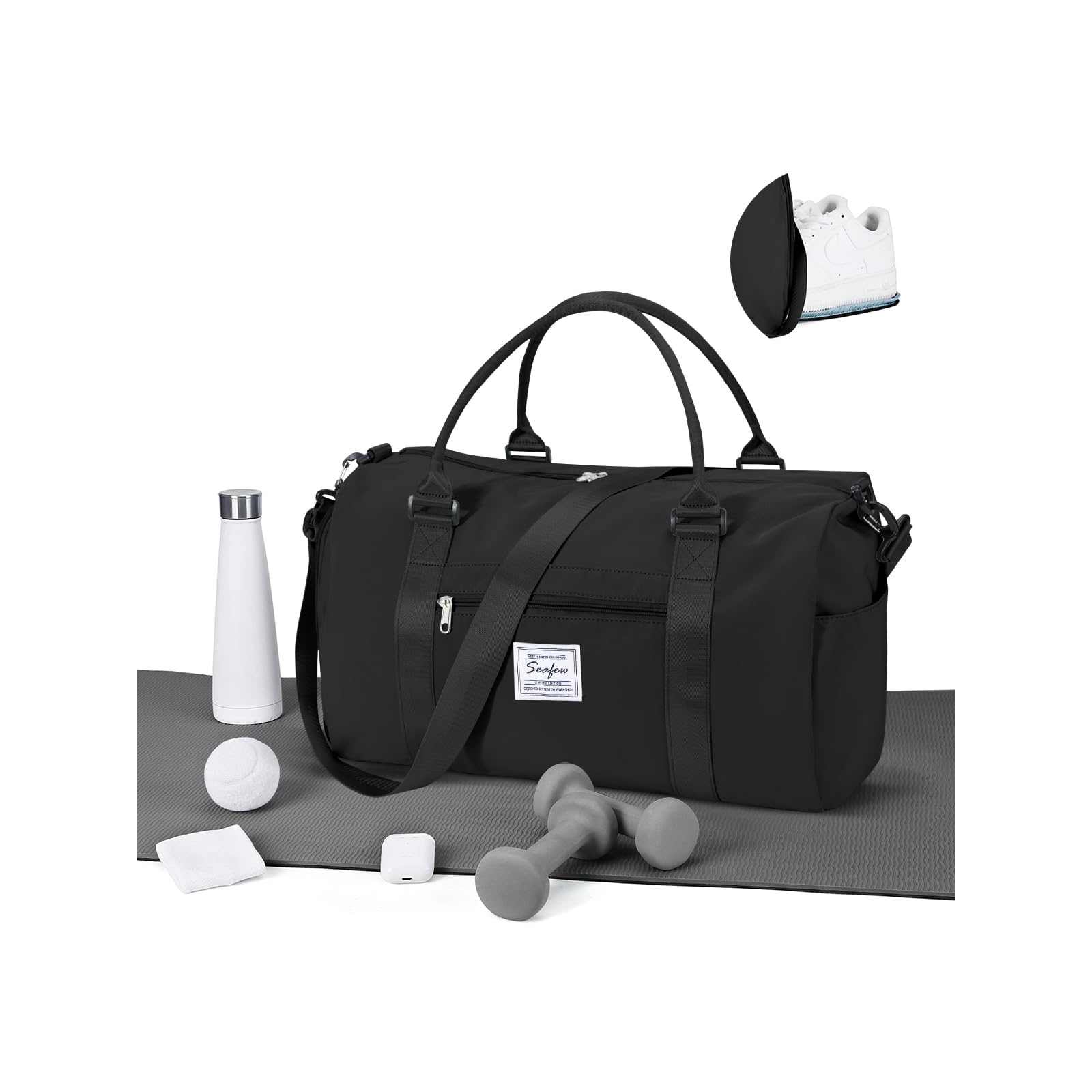WEPLAN Sport Duffel Bag Damen Herren Sporttasche mit Schuhfach & Nassfach Reisetasche Handgepäck Tasche Sporttaschen Fitness Tasche Gym Bag Weekender Travel Bag Schwimmtasche Trainingstasche