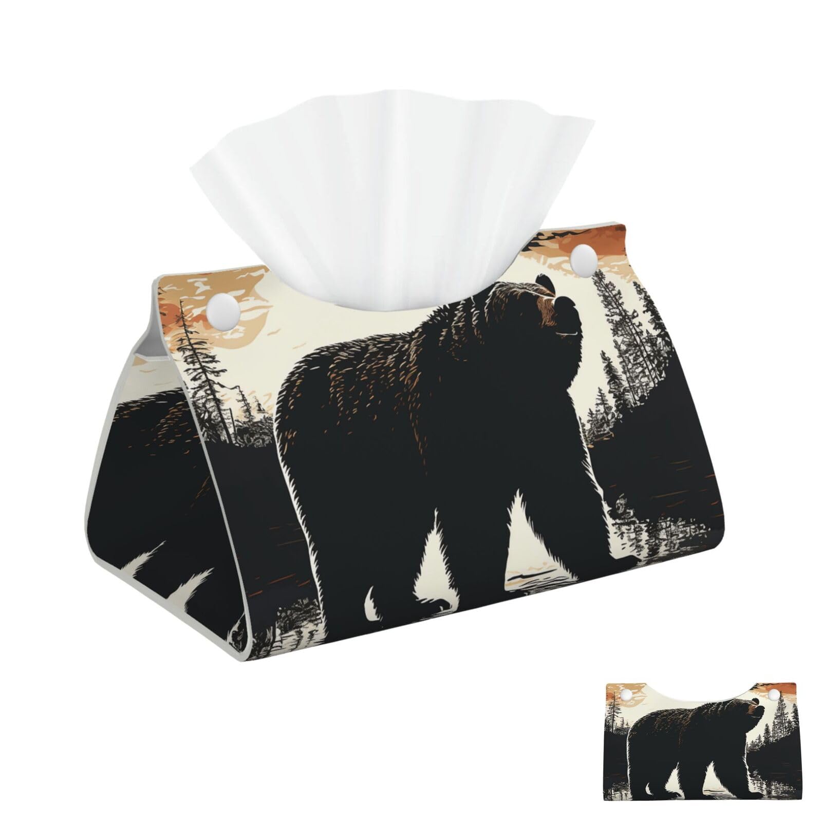 Bear Silhouette Tissue Box Cover Square Cube Boxes