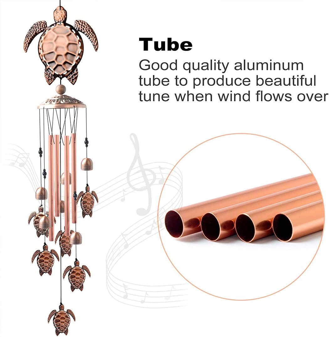 Wind Chimes,Brass Wind Chime Unique,Retro Windchimes Garden Decor,Party Outside，Best Gifts for Mom、Friends with S Hook Hooks Indoor and Outdoor Decorations (Turtle)