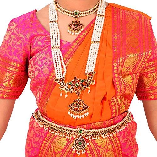 Image of BHARATANATYAMWORLD Bharatnatyam Readymade China Silk for Fancy Dress /Costume Competitions /School Events /Annual Functions