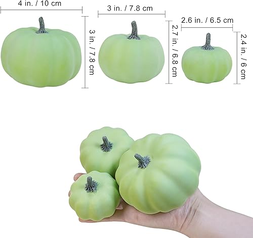 Miniatura 2 de BESTTOYHOME 12 Piezas Calabazas Artificiales Pequeñas Surtidas Verde Claro Calabazas Falsas Calabazas Decorativas de Cosecha Rústica Calabazas de