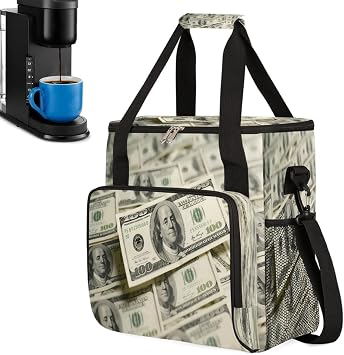 Piled 100s Portable Coffee Maker Carrying Bag Compatible with Keurig K-Mini or K-Mini Plus - Travel Storage Tote with K-Cup Pod Pockets for Single Serve Coffee Brewer