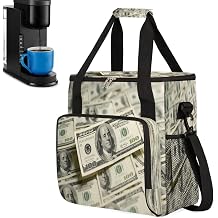 Piled 100s Portable Coffee Maker Carrying Bag Compatible with Keurig K-Mini or K-Mini Plus - Travel Storage Tote with K-Cup Pod Pockets for Single Serve Coffee Brewer