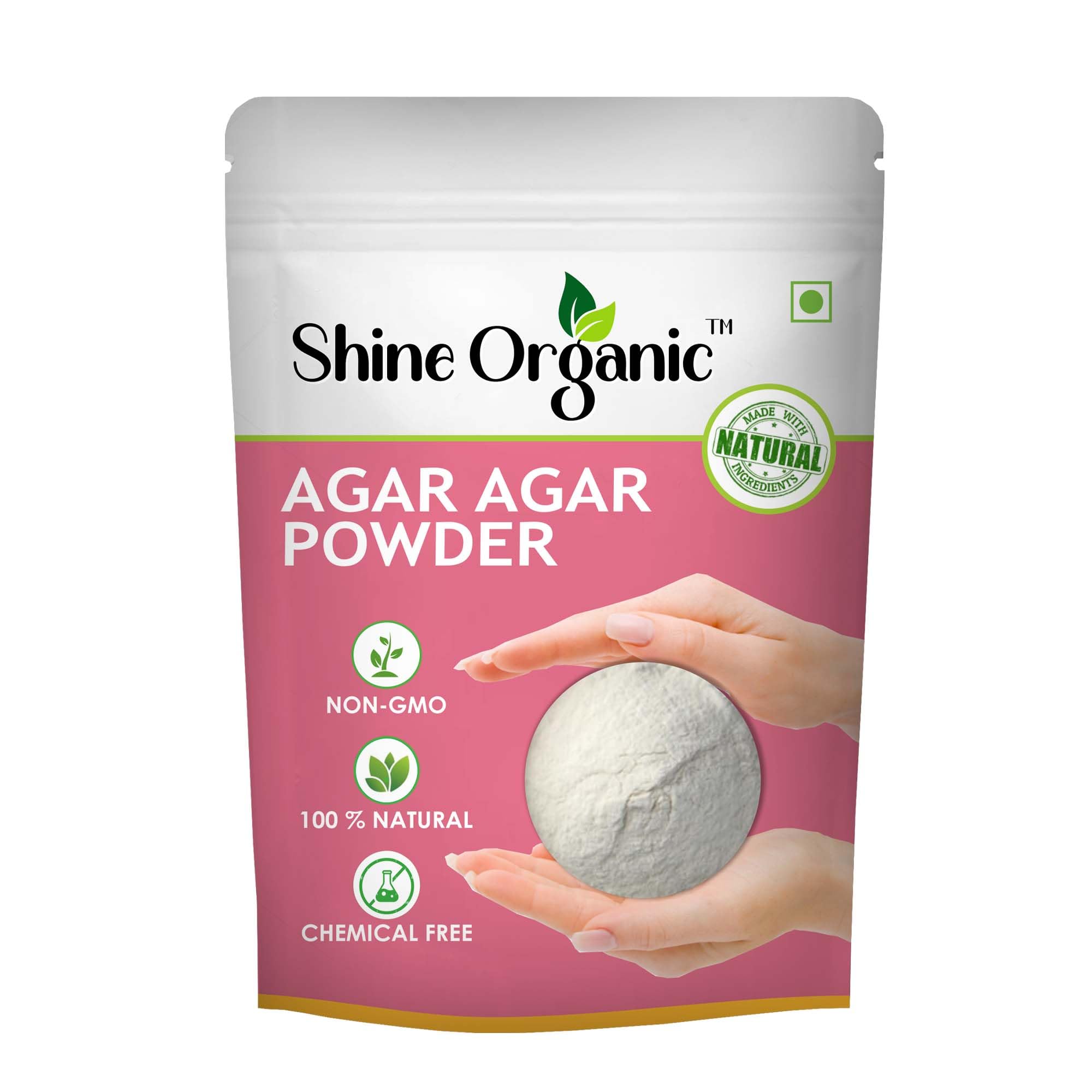 Shine Organic Agar Agar Powder Gluten Free | China Grass Powder | - (100 GM) Perfect for Desserts, Cakes, Puddings & Jelly | Gelatin Alternative