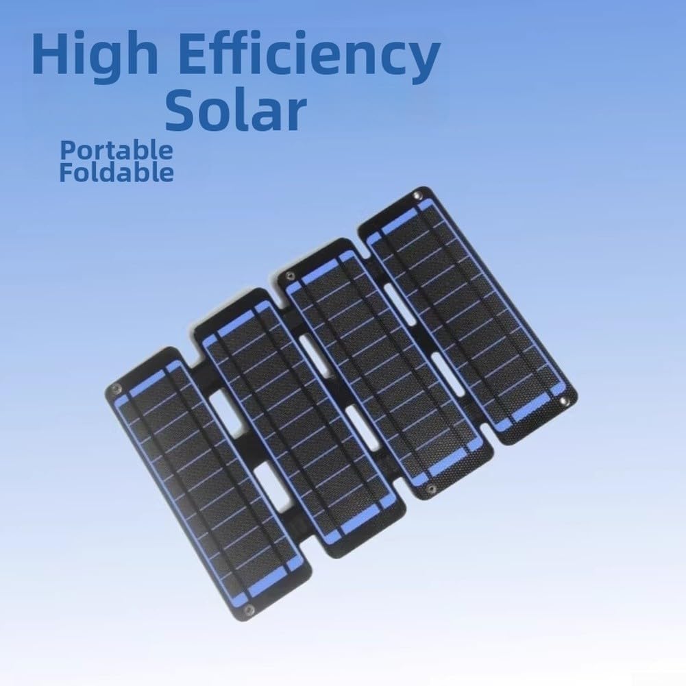 Cargador solar plegable de 13 W con laminación ETFE, silicio monocristalino, doble salida USB, IPX6 resistente al agua para camping y viajes (negro)