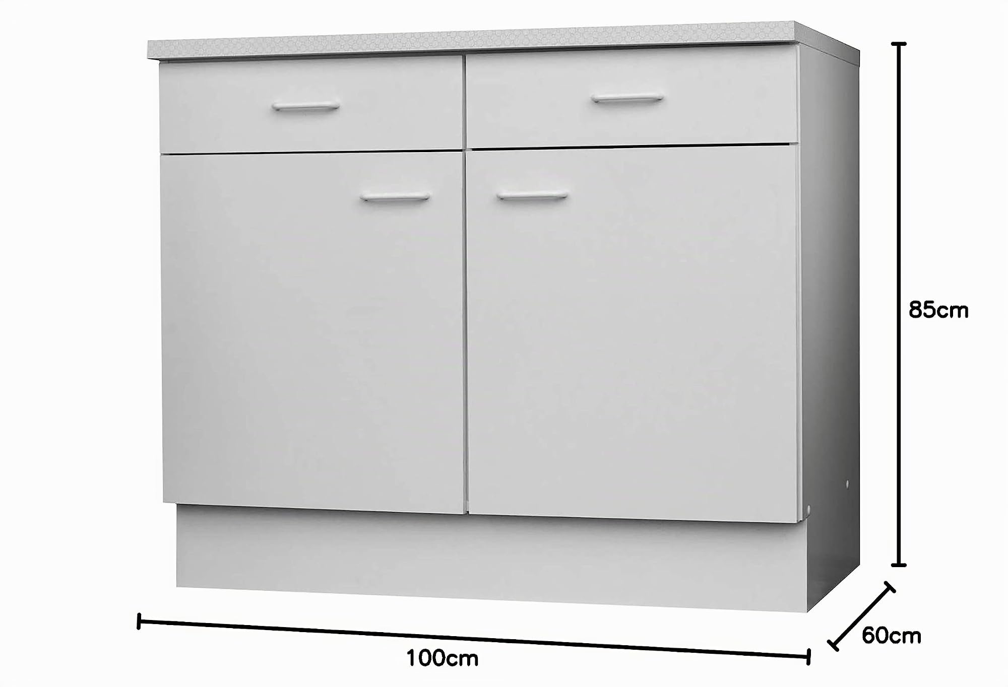 Lüllmann Küchenunterschrank, weiß, 850 x 1000 x 600 mm