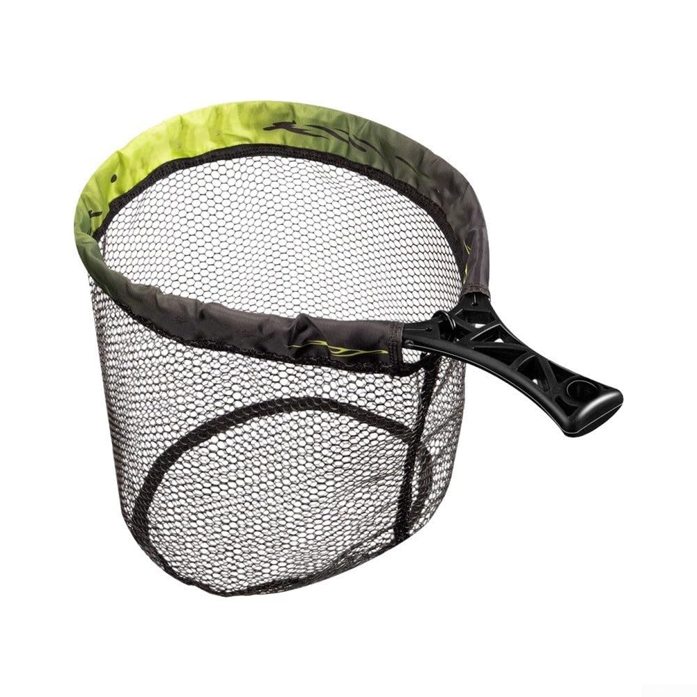 Folding Pocket Landing Net Rubber Coated Mesh for Fly Fishing Lightweight ABS Handle Storage Pouch Included(A)