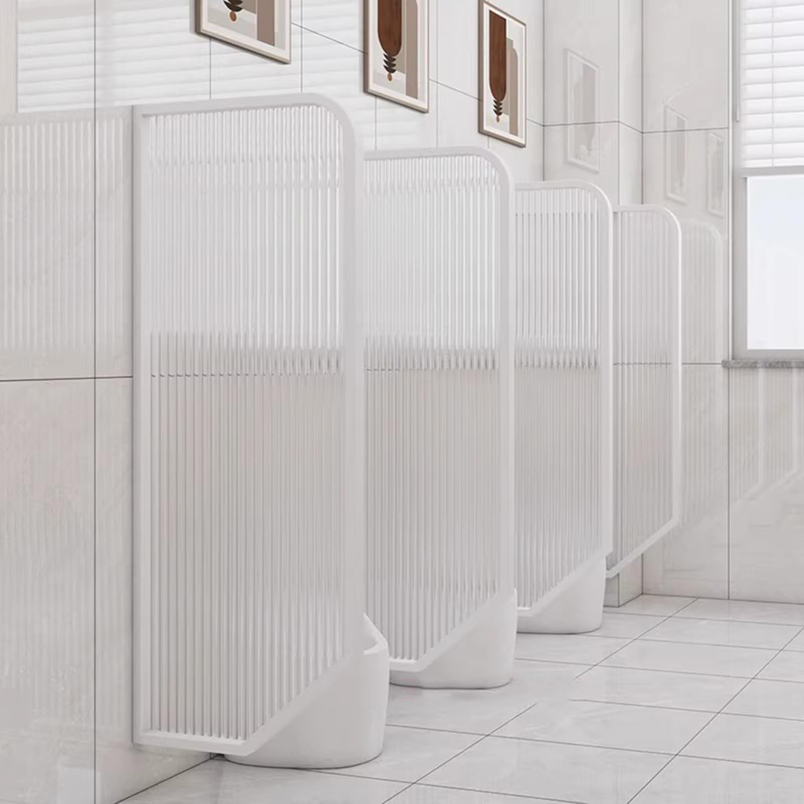 Raumteiler, durchscheinend, aus Glas, Bodenmontage, Sichtschutz für Restaurants, 60 x 30 cm, gehärtetes Glas, Urinal und Schreibtisch-Trennwand, stilvolles weißes Design