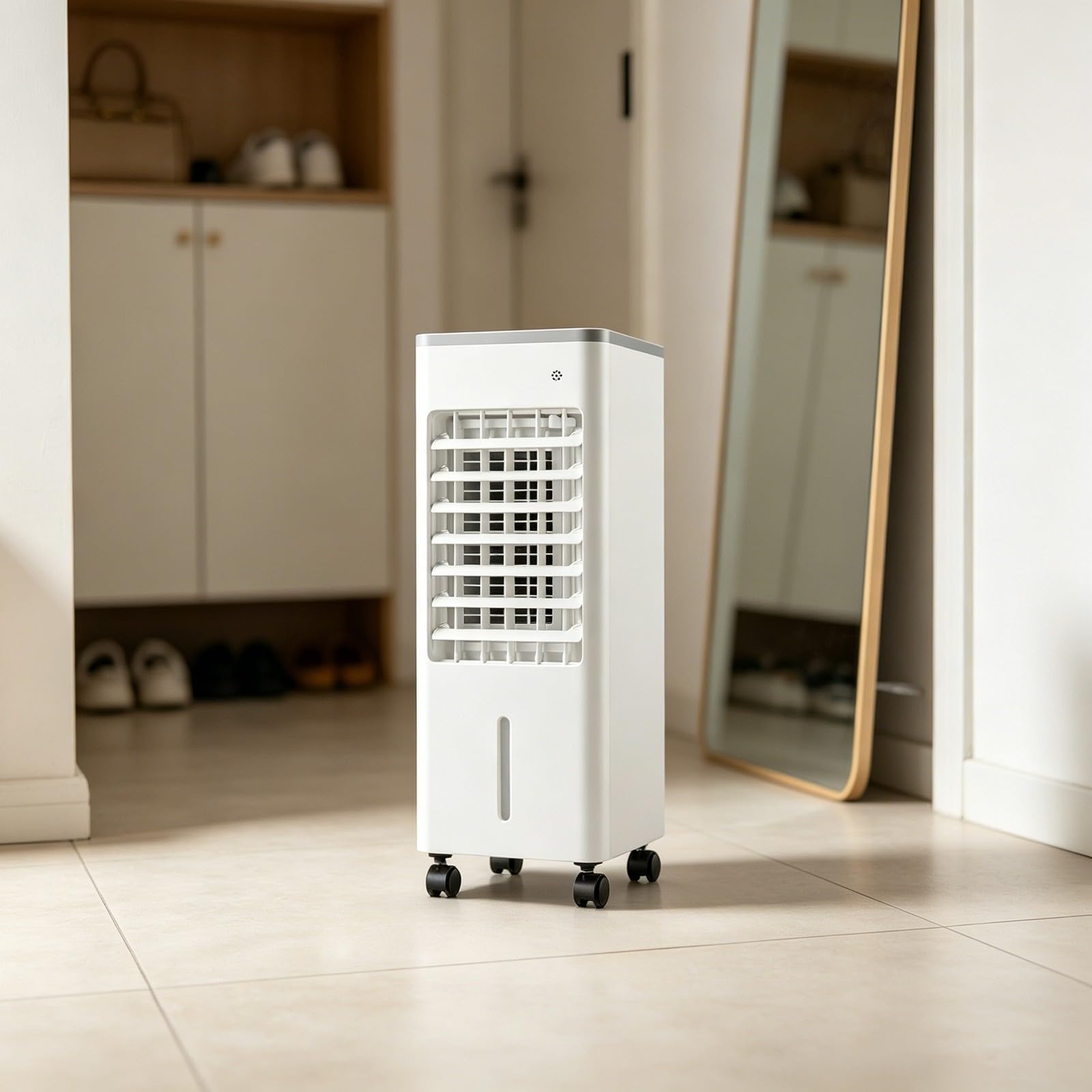 Ventilateur d'air conditionné évaporatif portable, 4-en-1 (Blanc, 6L) | Télécommande & minuterie 7,5h : programmation, arrêt auto pour économie d'énergie et sécurité