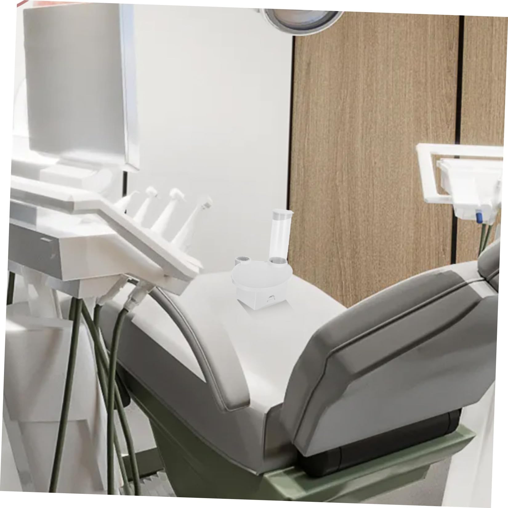 Vassoio Bianco 3 in 1 Procedura Dentale in Plastica | Porta Fazzoletti, Supporto Tazza e Vano Strumenti, per Postazione Odontoiatrica e Studio