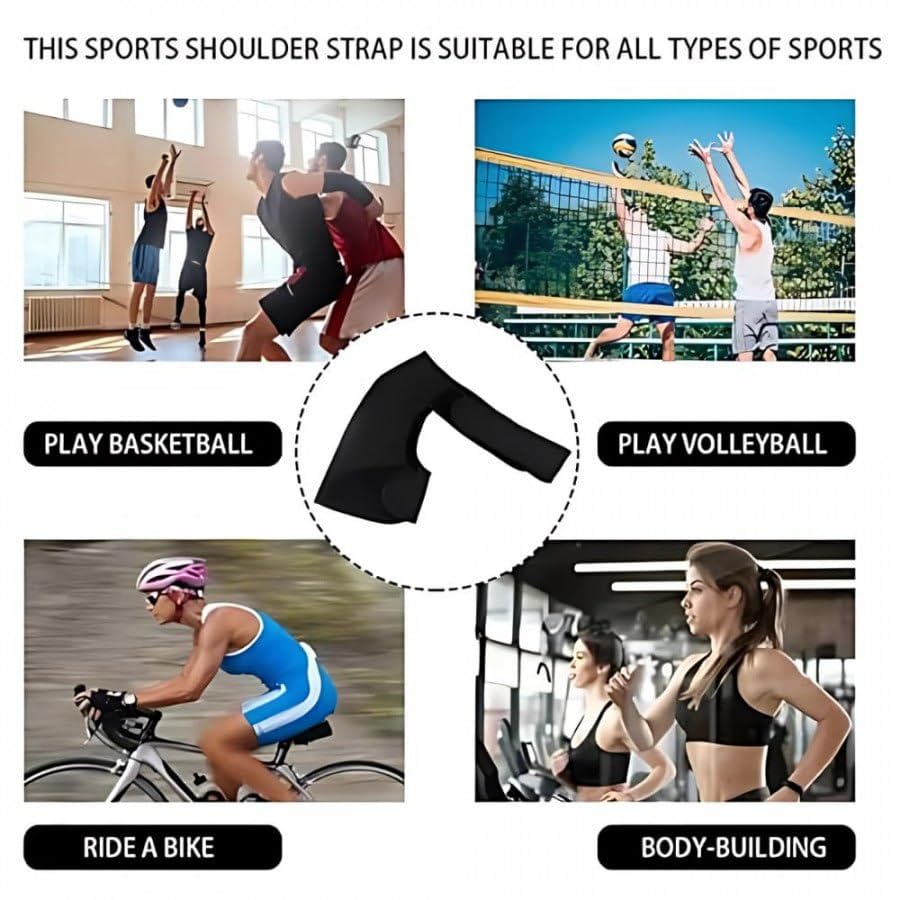 Shoulder Support Brace With Adjustable Stretch Strap Belt For Men & Women, Rotator cuff brace for shoulder pain relief, dislocated, frozen, mouse shoulder pain relief (Black) - Image 5 thumbnail