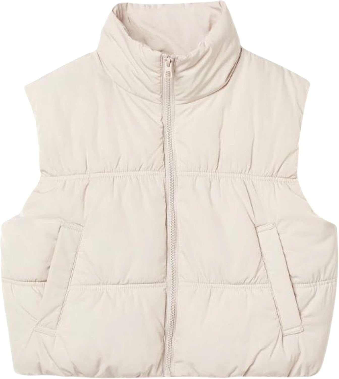 UANEO Womens Cropped Puffer Vest Zip Up Stand Collar Sleeveless Padded Cropped Vest - Image 7
