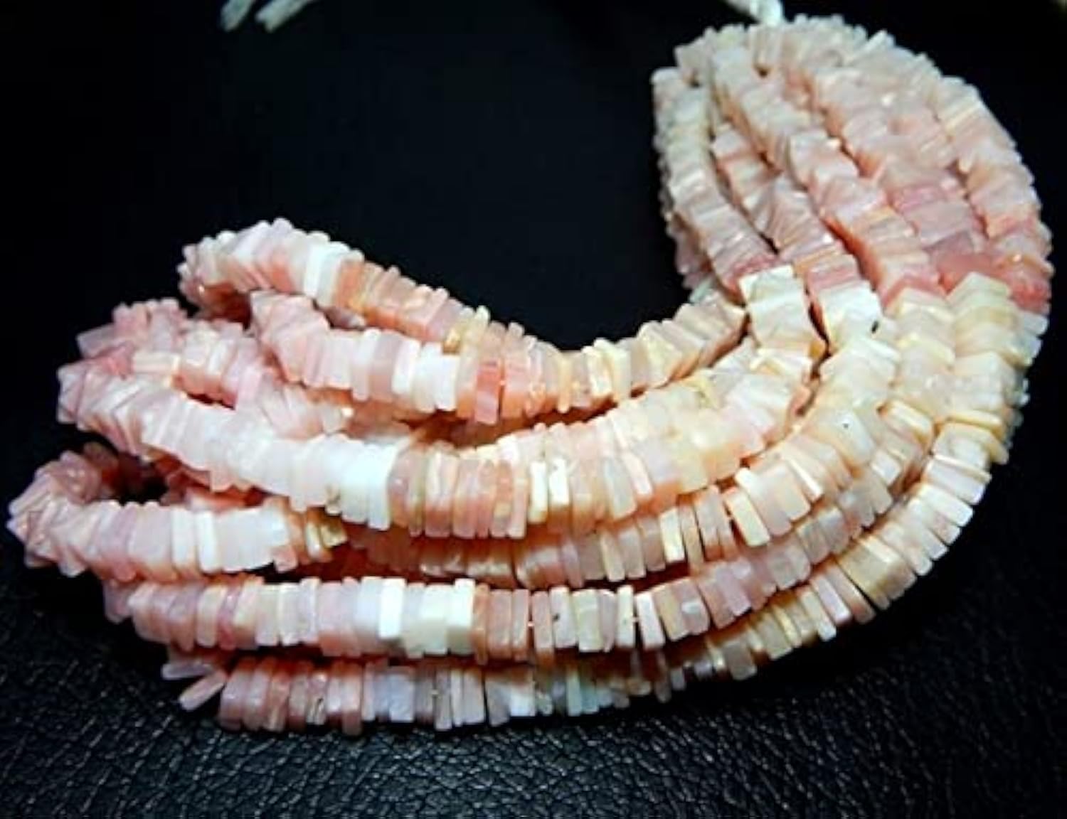 Perles Heishi opale rose péruvienne naturelle gemme carrée 7.6mm fil 16" pour bijoux diy