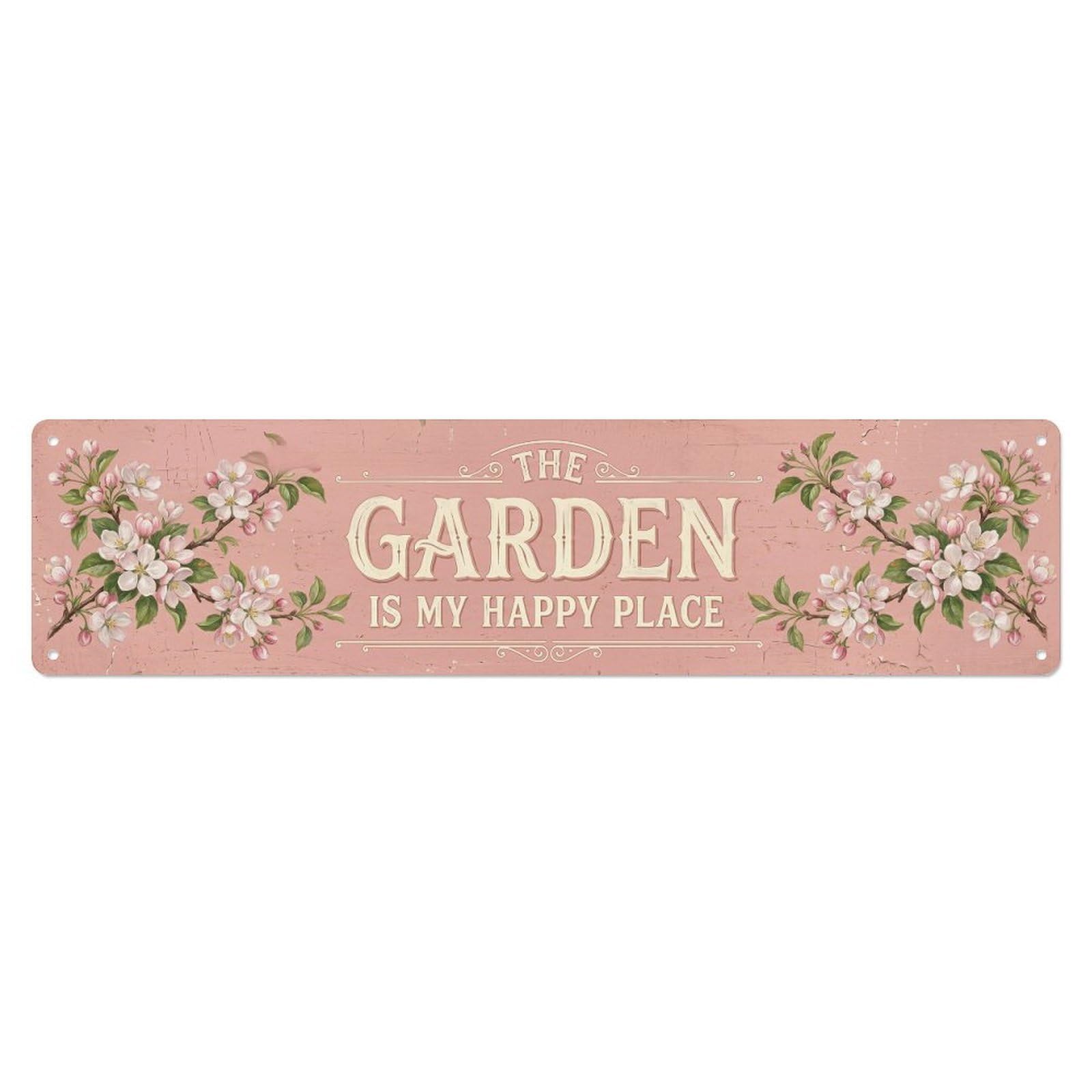 Vintage The Garden Is My Happy Place Apple Blossom Metal Tin Sign