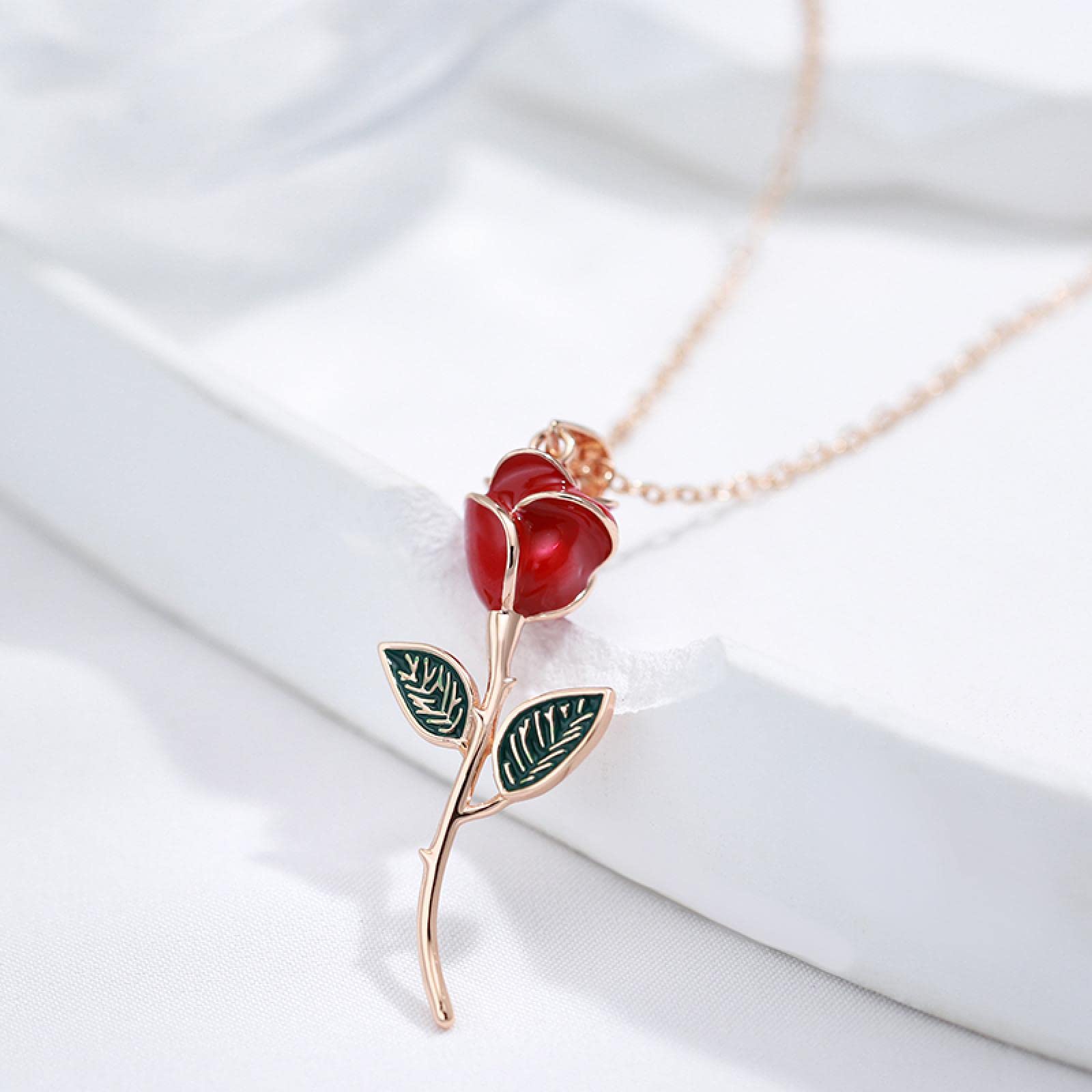 Collana Donna Collane pendente Lunghe Catena Ciondolo Collana Con Ciondolo Rosa Creativa Per Donna Smalto Rosso Fashion Fine Vintage Party Gift