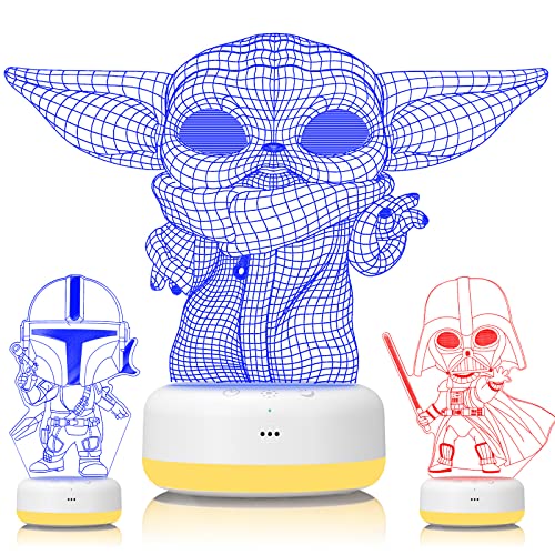 3D Star Wars Night Light for Kids - 3 Patterns and 16 Color Change Decor Lamp - Warm White Light for Sleep - Star Wars Toys for Kids - Birthday & Christmas Gifts for Boys Girls and Star Wars Fans