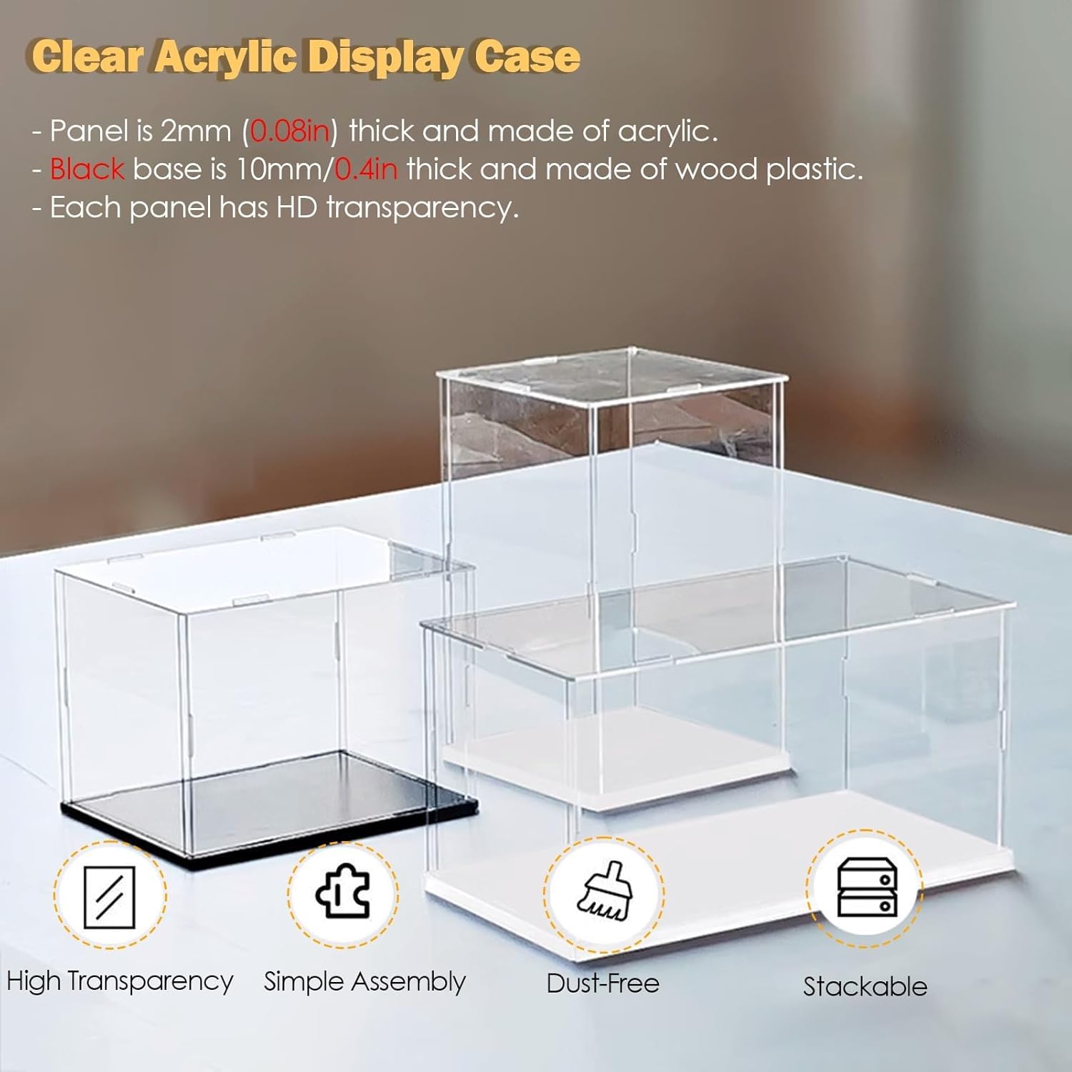 Duże akrylowe pudełko ekspozycyjne na figurki akcji, zabawki, lalki i modele - przezroczyste etui, idealne na zestawy pociągowe, kapelusze i przedmioty kolekcjonerskie, rozmiary 10-70 cm