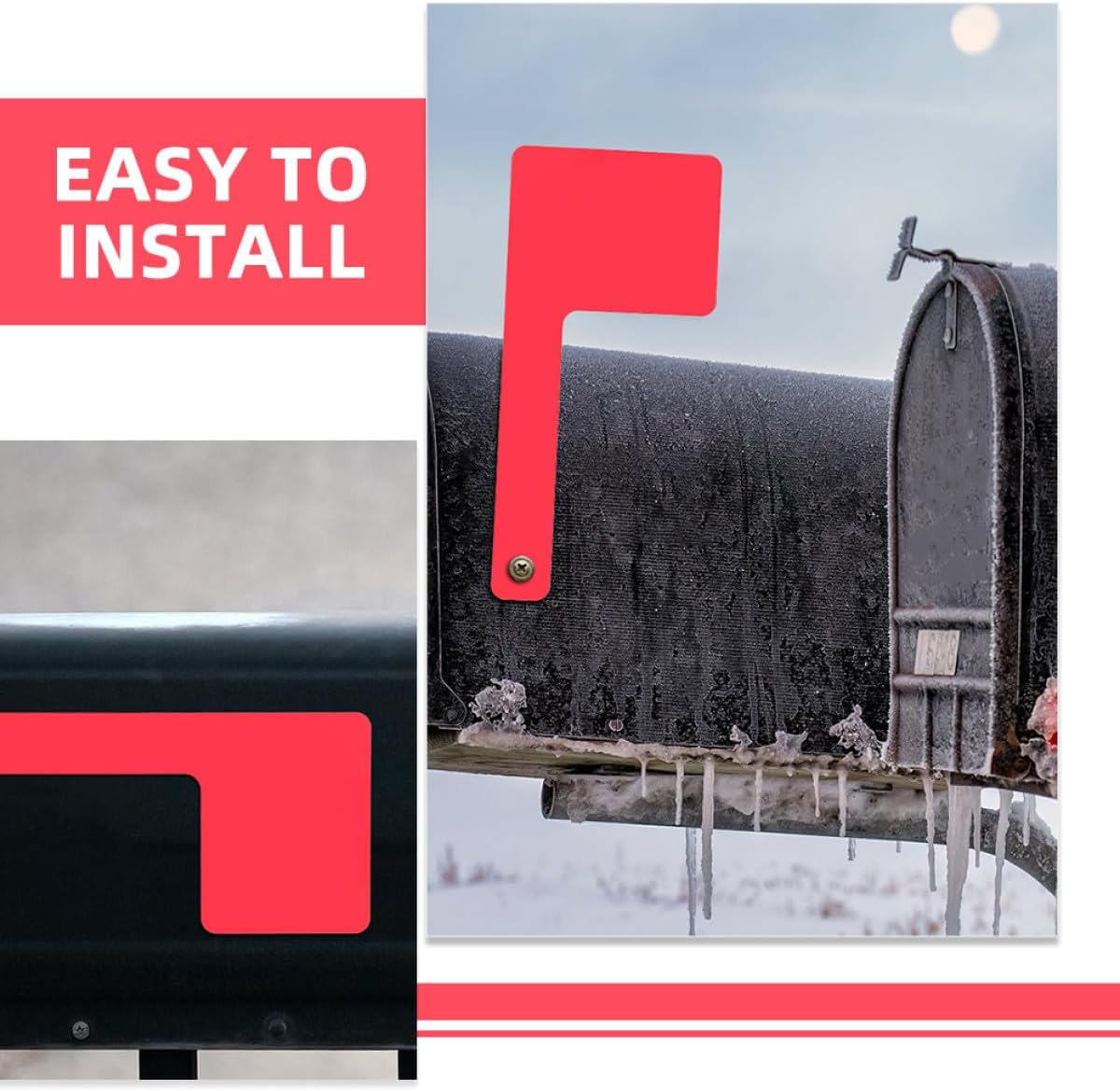 Generic Universal Mailbox Flag Replacement Red Mailbox Signal Flag Easy Installation Durable Outdoor Accessory 5.90X2.75X0.07 Inches image 3