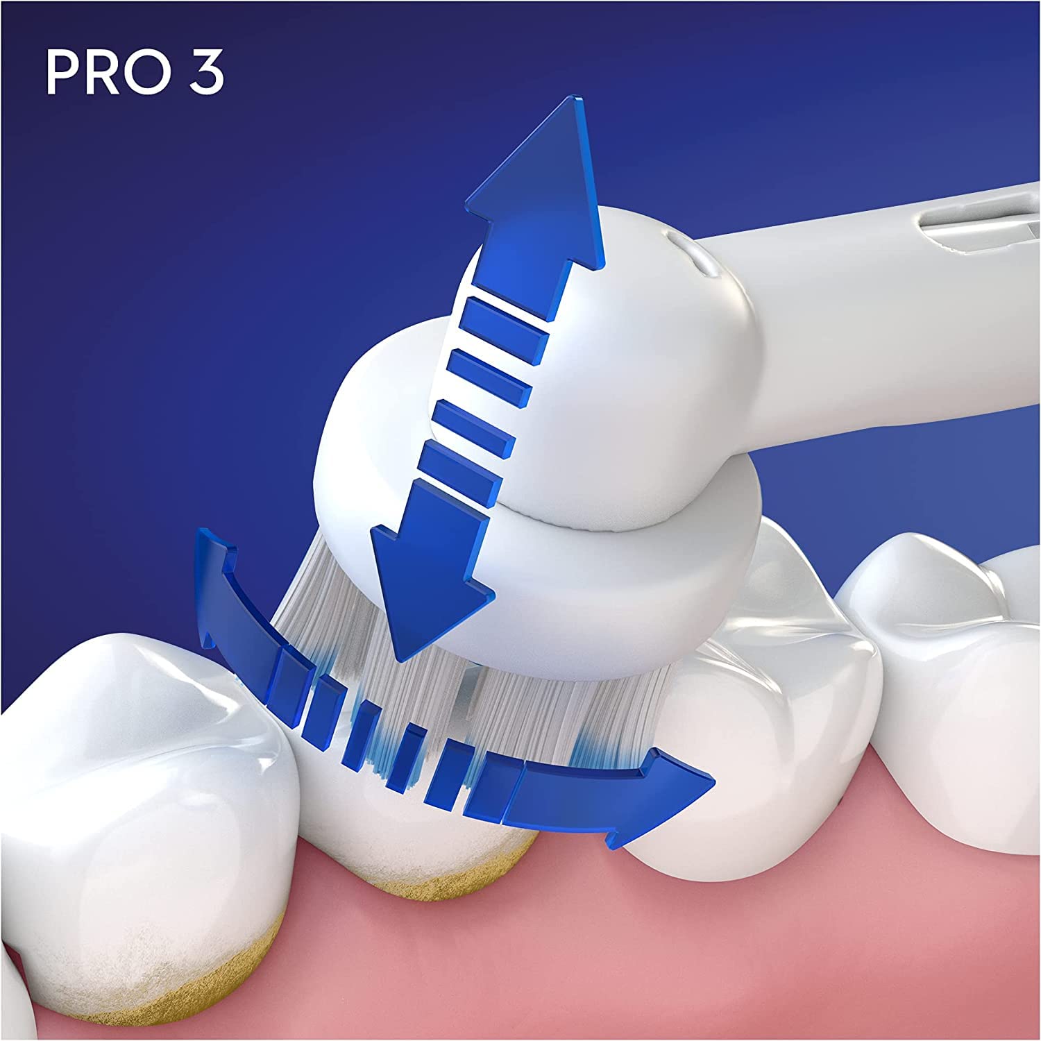 Oral-B Pro 3 3000 Cepillo Eléctrico de Dientes + 1 Mango con Sensor de Presión Visible, 1 Cabezal de Recambio, Negro y Blanco, Diseñado por Braun