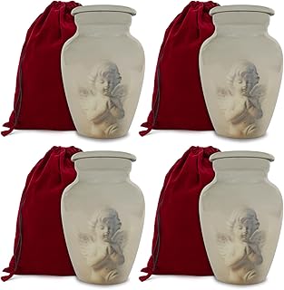 Angel's Blessing Keepsake Box for Human Ashes - Handmade Cremation Urn - Adult Burial Urn - Satin Bag for Urn and for Ashes Included