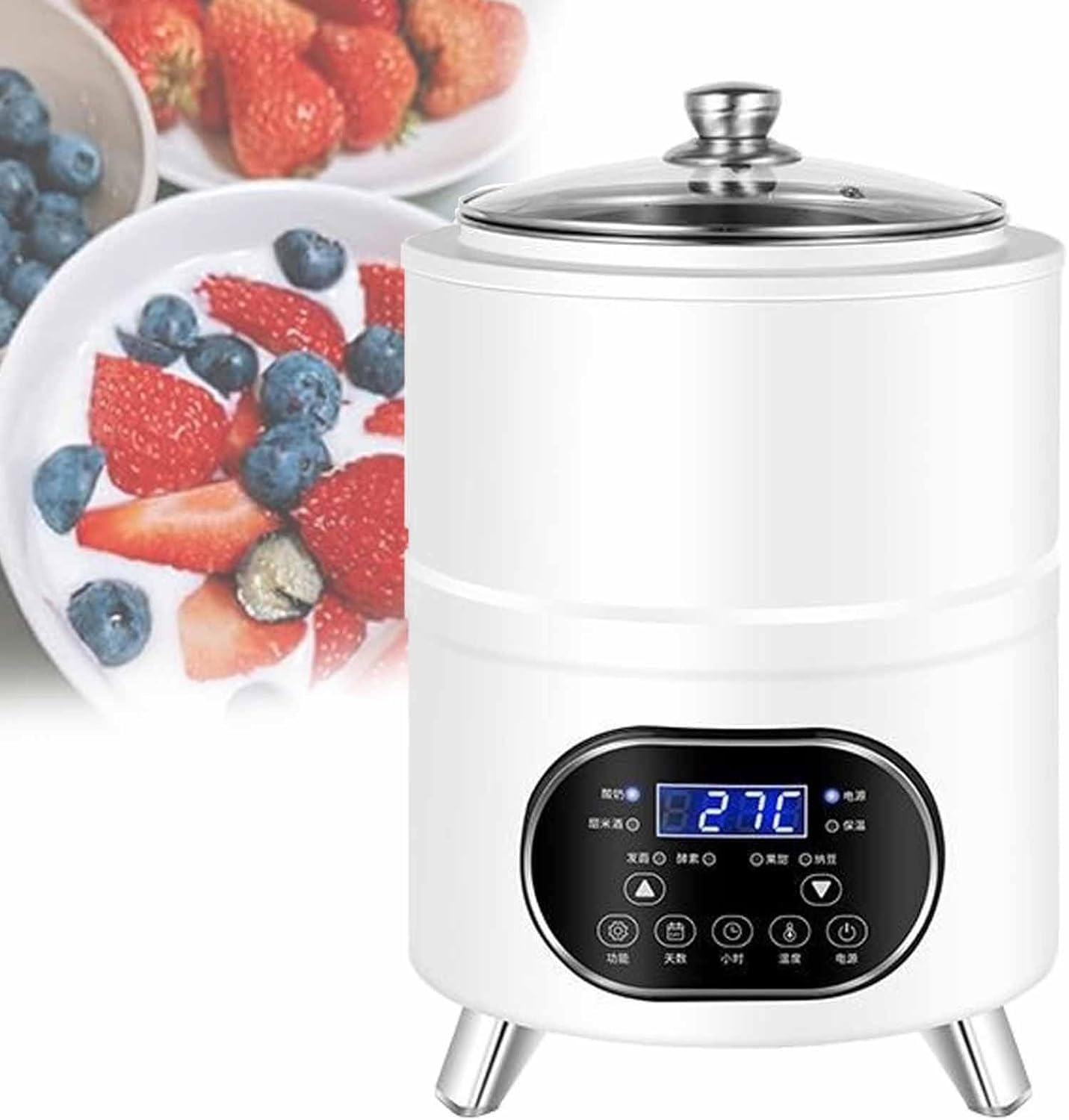 Yogurt Maker, fermentatore automatico con 7 menu preimpostati, pannello LCD intelligente, monitoraggio in tempo reale per yogurt probiotico e altro, facile da usare, capacità 12 l