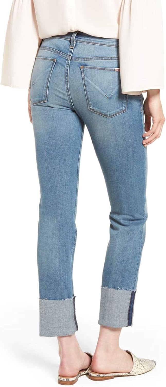 HUDSON Womens Tally Deep Cuff Cropped Jeans, Blue, 26