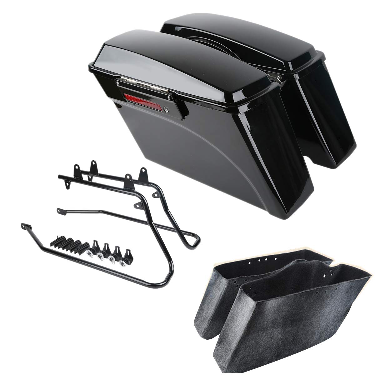 XFMT Hard Saddle Bags Trunk W/Lid & Latch Keys Softail Conversion Bracket Compatible with Harley