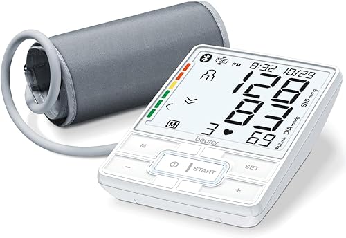 Beurer BM69W - Monitor de presión arterial para la parte superior del brazo con Bluetooth, indicador de posición del puño y tecnología de inflado