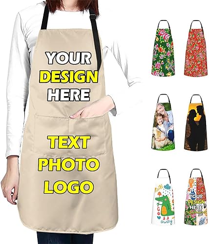 Delantales impermeables personalizados para diseñar tu propia imagen, logotipo, texto, añadir fotos, delantal para cocinar hornear, 33 x 27.5