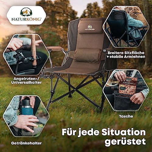 Angelstuhl Naturkönig Campingstuhl Faltbar Braun für Angeln und Camping