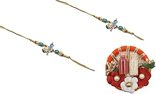 Raksha Bandhan Rakhi for Brother with Greeting Card | Combo Pack Krishna Rakhi-set of 2 with Roli Chawal-06 (Resin Krishna Rakhi -Roli Chawal-06)