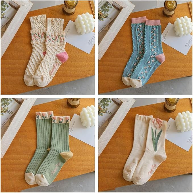 SoxLife Women Calf Length Cute Socks | Fruit Theme Design | Set of 5 (IN, Alpha, Free Size, Tulip) - Image 2 thumbnail