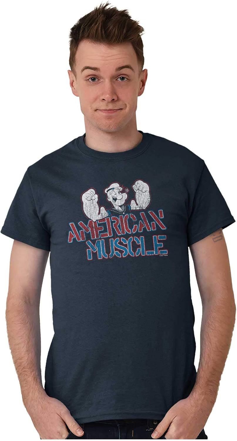 Brisco Brands Popeye American Muscle Athletic Mens Graphic T Shirt Tees