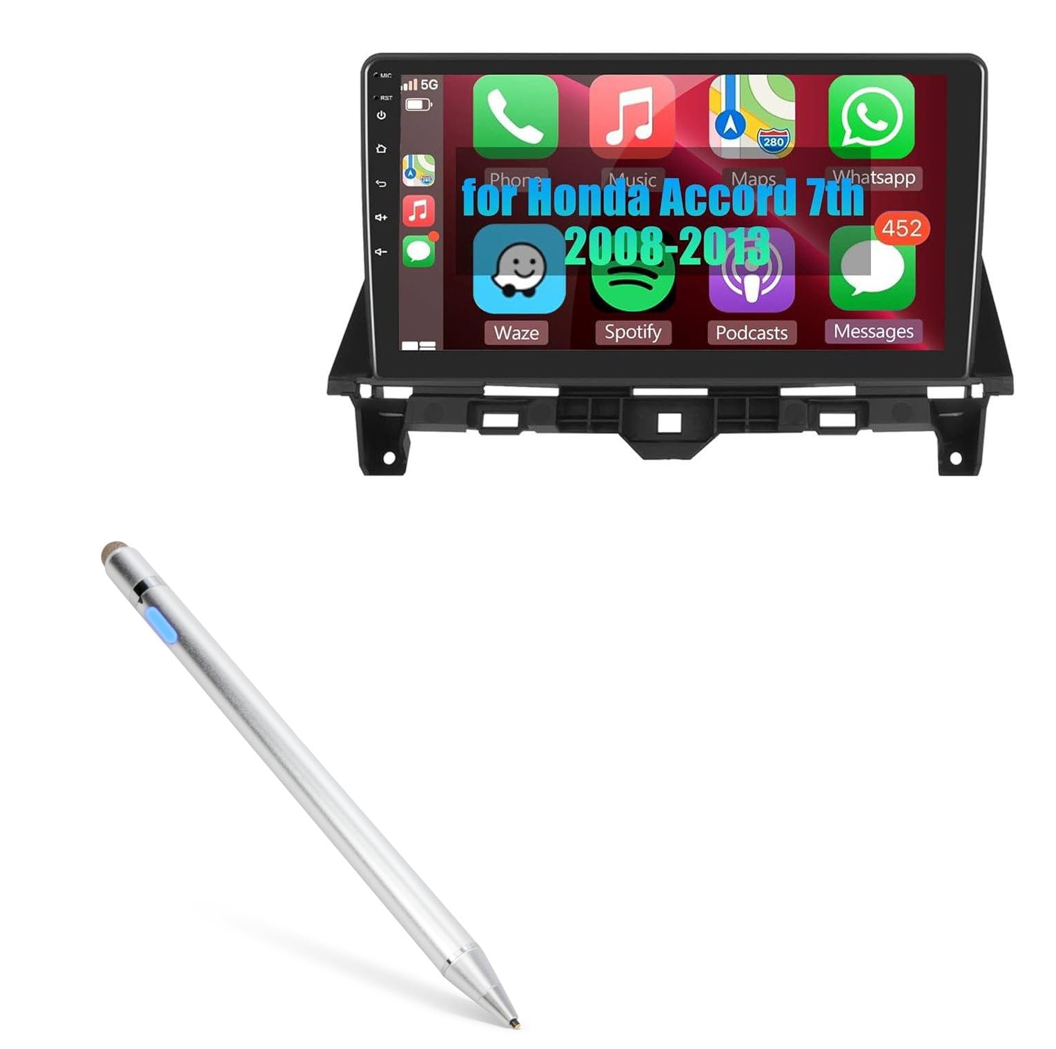 BoxWave Stylus Pen Compatible with Meteeser Honda Accord 8th Car Stereo (1G+16G) (10.1 in) - AccuPoint Active Stylus, Electronic Stylus with Ultra Fine Tip - Metallic Silver