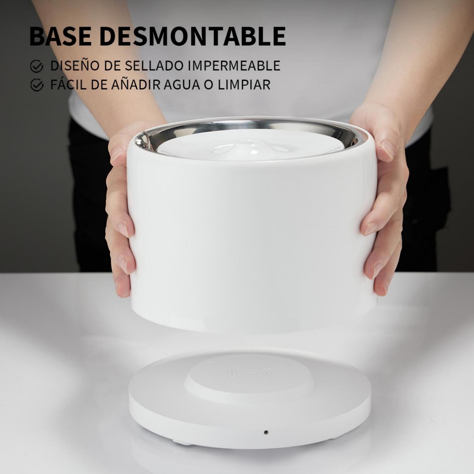 PETKIT EVERSWEET Fuente para Gatos, Acero Inoxidable, Bomba Inalámbrica, Control de App, 1.8L Bebedero Gatos/Perros, Ultrasilencioso, Filtro Triple, 3 Flujos de Agua, no es Fácil de Retener Bacterias