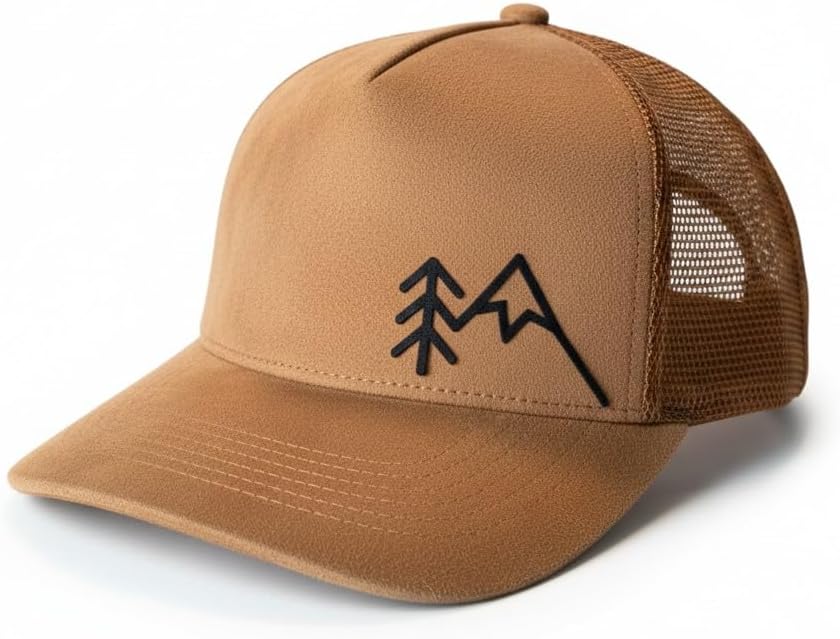 PNW Apparel Mountain Pine Trucker Hat, Tan Brown