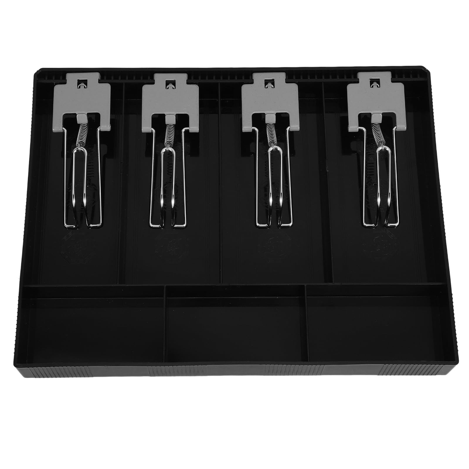 Bandeja Caja Registradora 4 Compartimentos Organizador de Caja Clip Metálico Accesorio para Cajón Bandeja para Monedas y Billetes Uso Comercial y Minorista