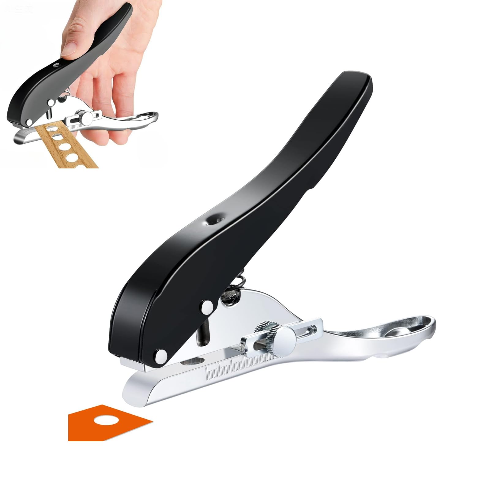 穴あけパンチ 4mm シングルホールパンチ 高耐久 ペーパーパンチ ポータブル ハンドヘルド 紙用 PVC用 名刺・カード・写真・革にも対応 オフィス・手芸に最適