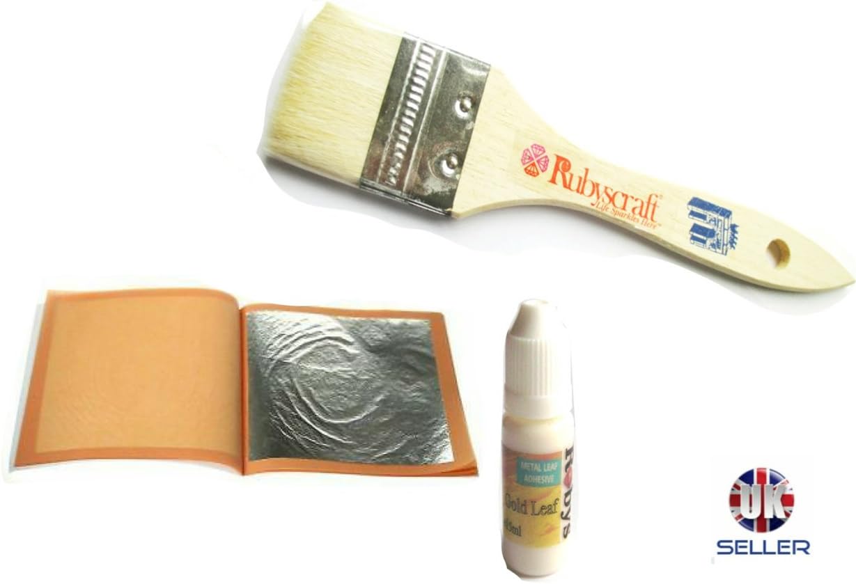 rubys Silver leaf Kit- 30pcs Real Silver Leaf sheets, 15ml adhesive and brush. Christmas Gilding Design Bling my shoes UK00003085705 Trademark.