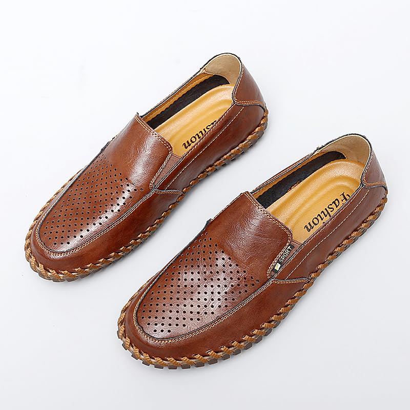 Mens Casual Shoes Loafers for Men Leather Men's Driving Dress Boat Man Brown Khaki Black Size Fashion Handmade3