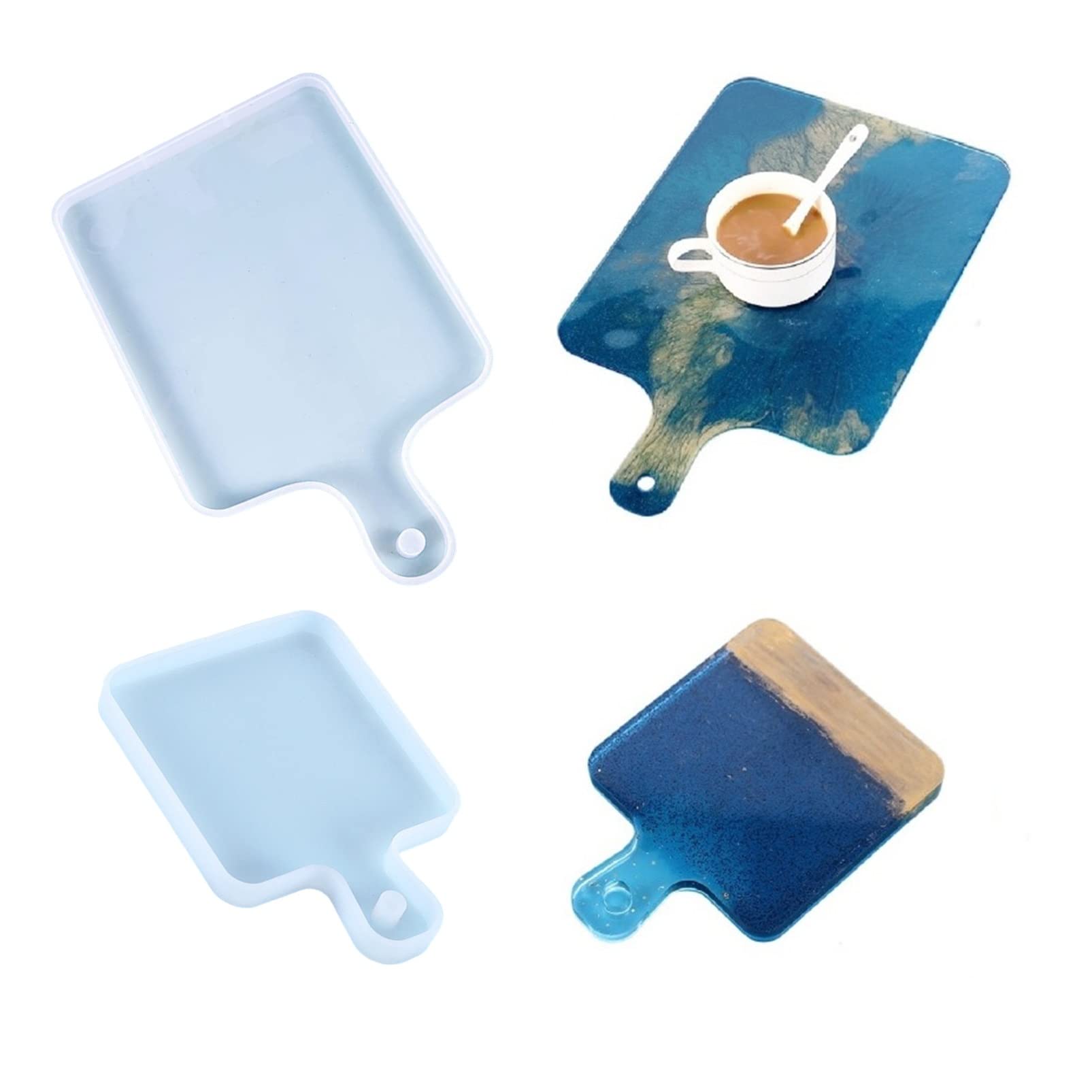 2PCS Resin Tray Molds,Rectangle Rolling Tray Molds,Large Rolling Tray Molds for Epoxy Resin, Resin Serving Silicone Handle Board,DIY Jewelry Holder,Home Decoration