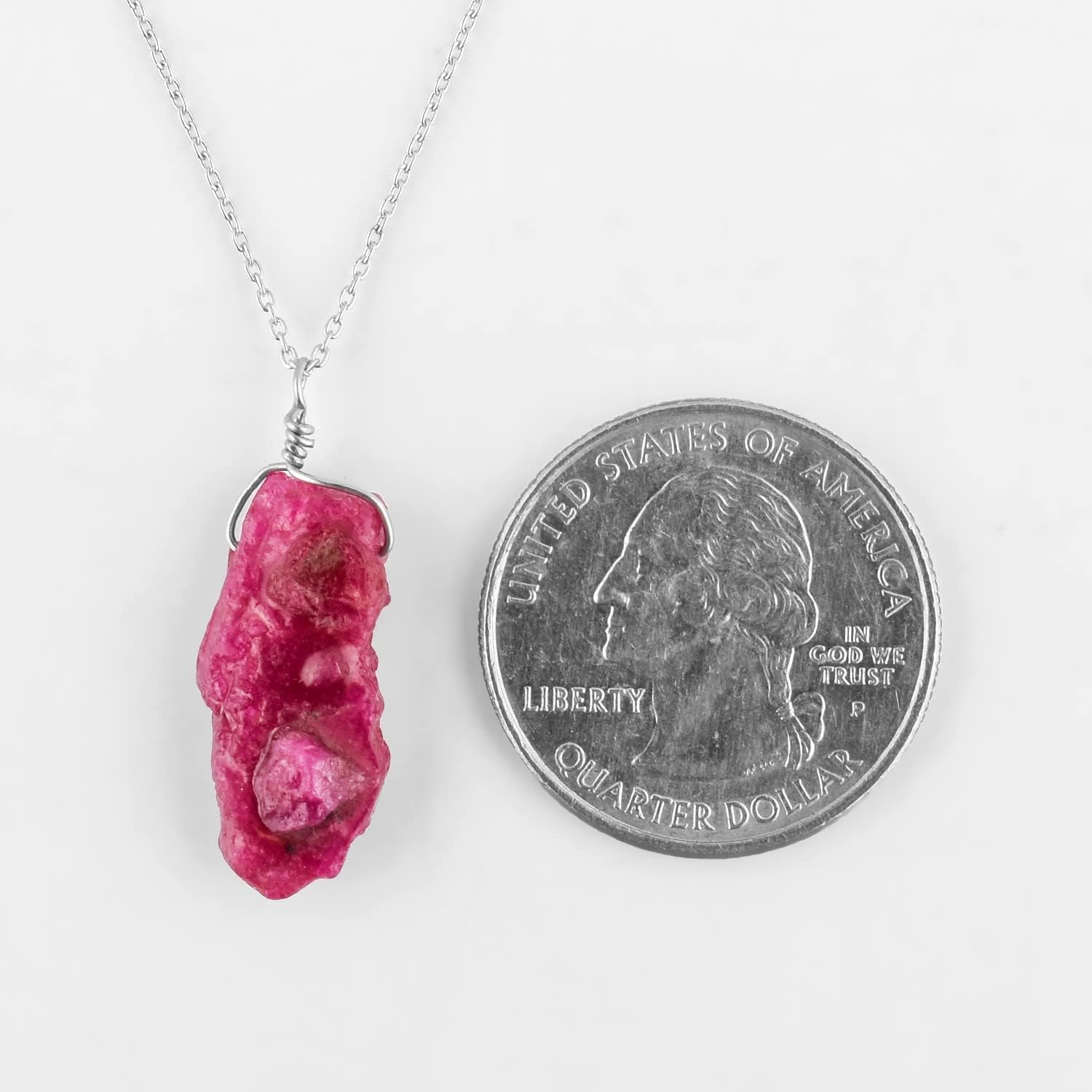 Natural Raw Pink Ruby Gemstone Dainty Pendant Necklace for Women, Healing Stone Chakra Crystal July Birthstone, 925 Stering Silver Birthday Christmas Gifts For Her - Image 5