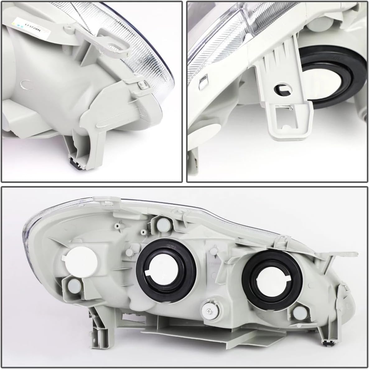 Headlights Assembly Pair for 2003 2004 2005 2006 2007 2008 Toyota Corolla Headlamps Head Lights Replacement Left Driver and Right Passenger Side,Black Housing Amber Reflector