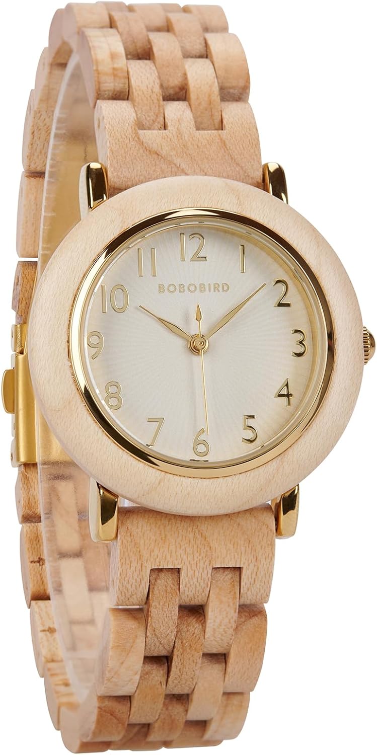 2win Wooden Watches for Women Luxury Fashion Casual Watch Made with Verawood, Maple & Red Sandalwood Elegant Japanese Movement Wristwatches