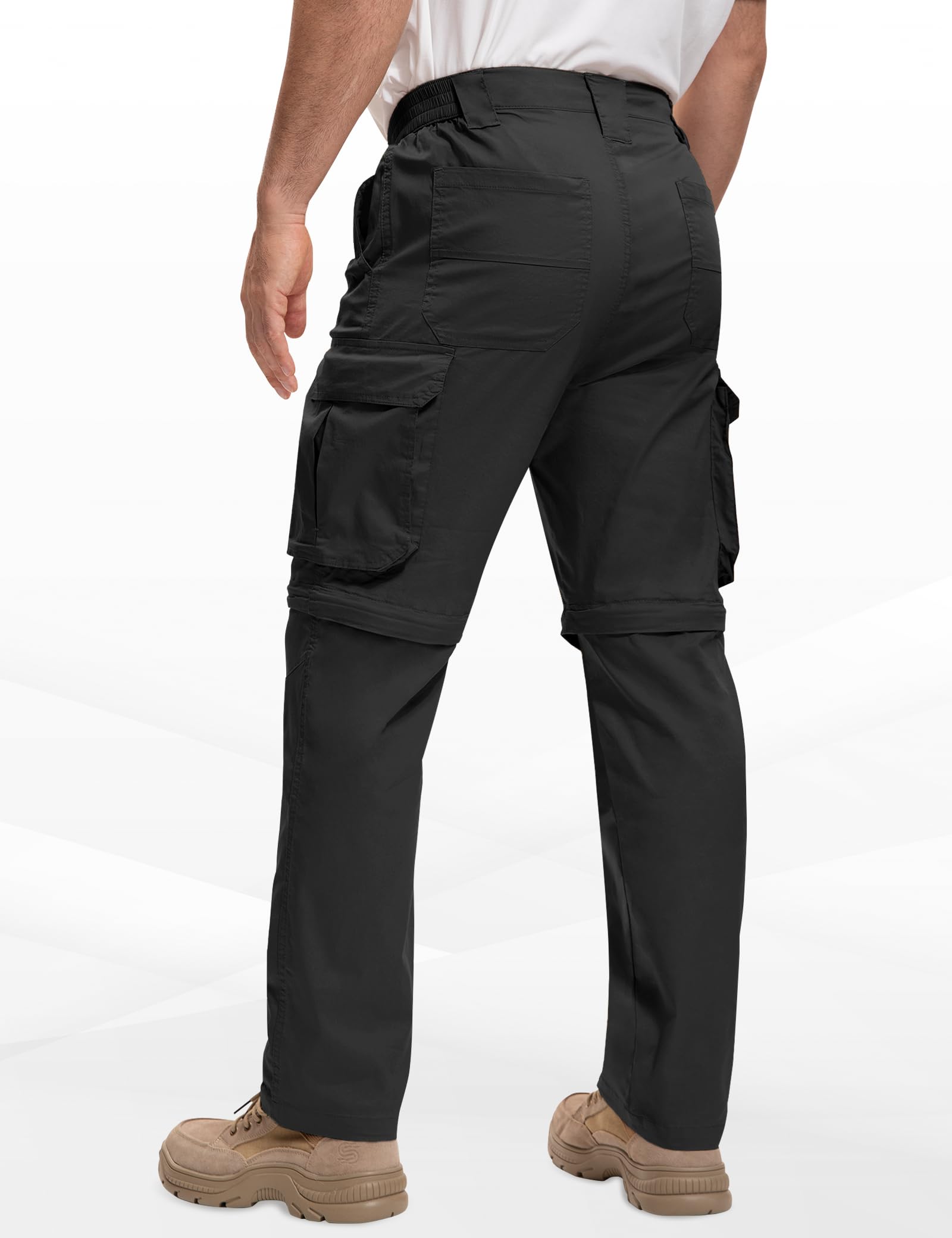 MOURCE Pantalones de senderismo para hombre, con cremallera, ligeros, de secado rápido, 8 bolsillos, para camping, viajes, pesca